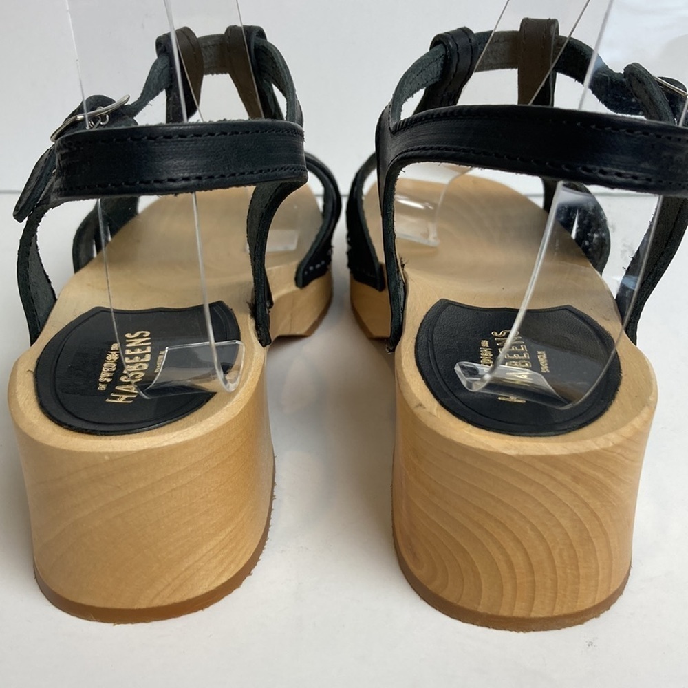 Swedish Hasbeens Ulla Low Heel Clogs Sandals Black EU39 US9 Scandi Girl Granola - Picture 6 of 16
